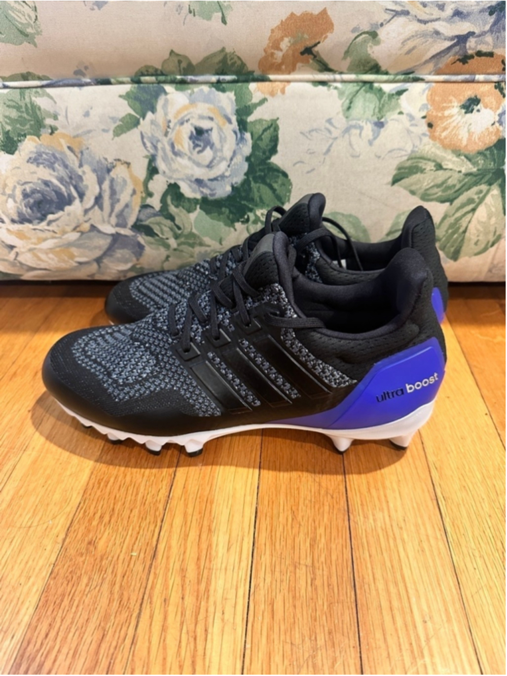 Adidas Ultraboost Football Cleats Black Blue Woven JP7410 Men's Size 11.5 - Picture 2 of 5